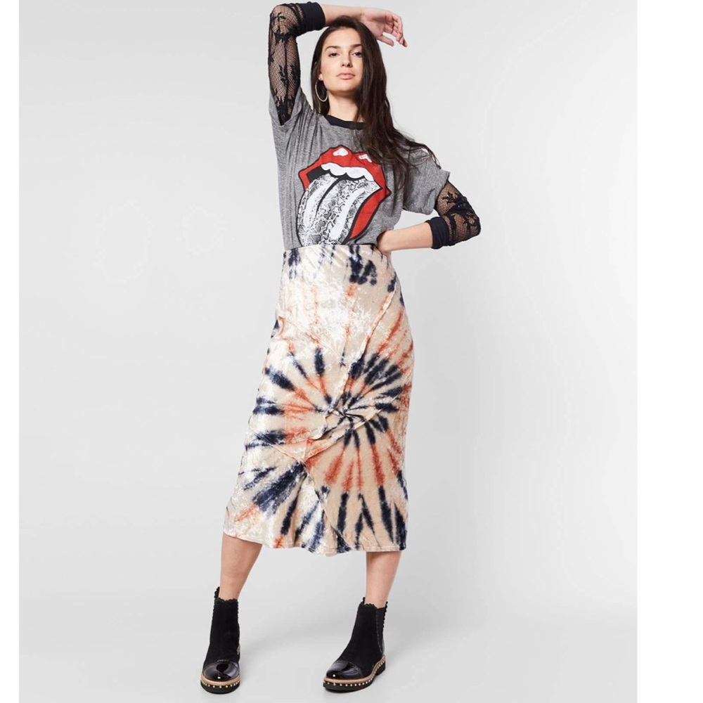 FREE PEOPLE tie dye velvet skirt - Picture 3 of 12